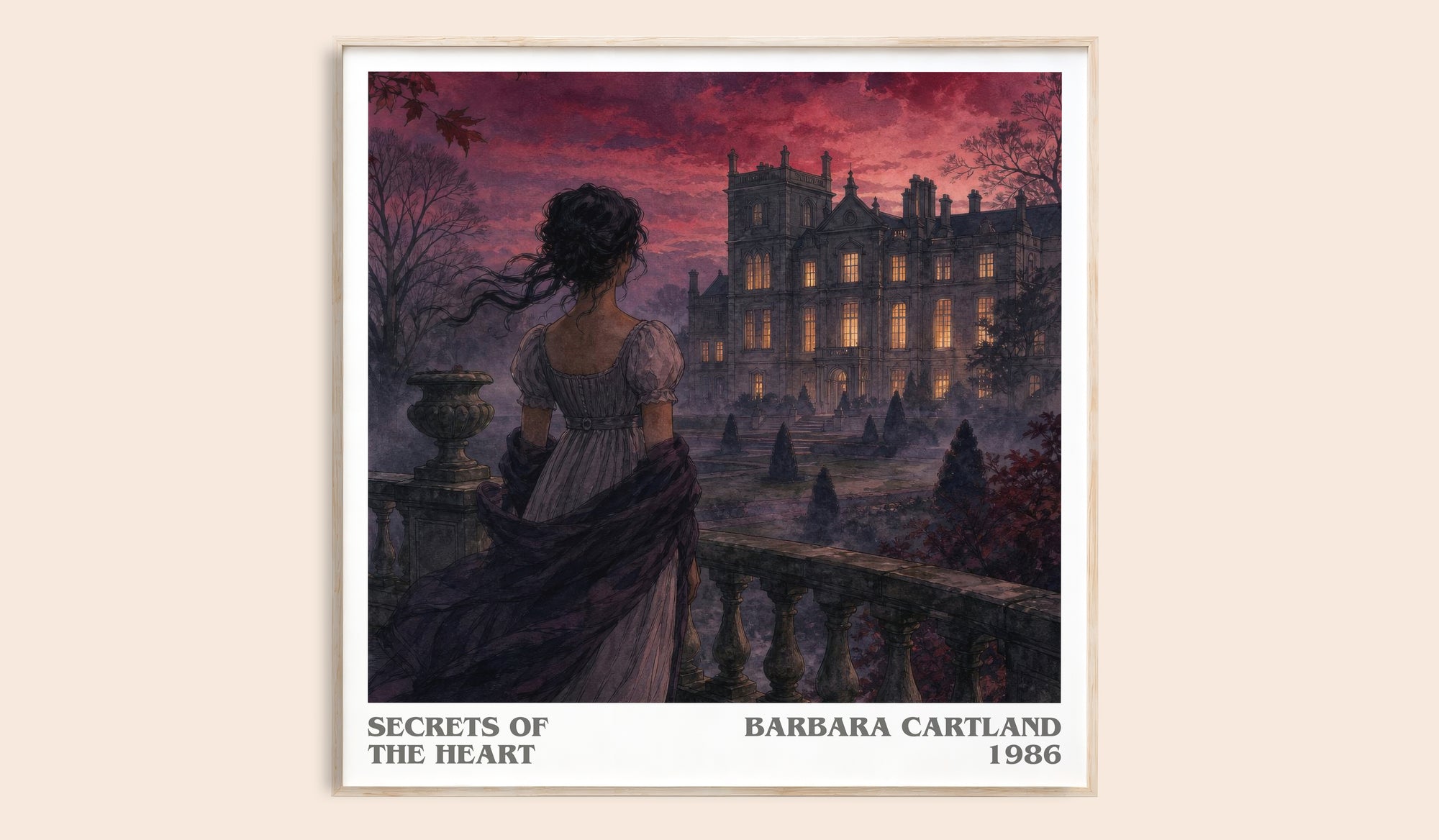 Secrets Of The Heart literary book poster by Barbara Cartland – framed literary art print