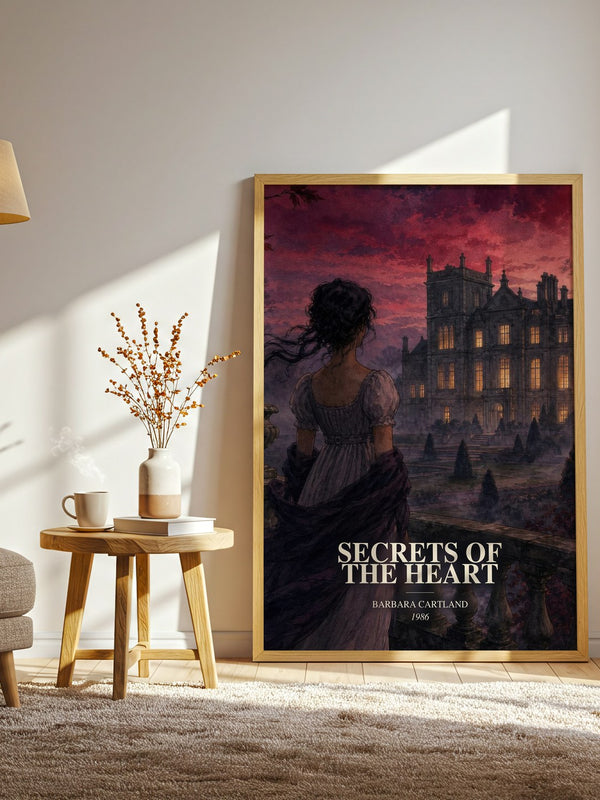Secrets Of The Heart watercolour print in frame leaning in hallway – romance wall art