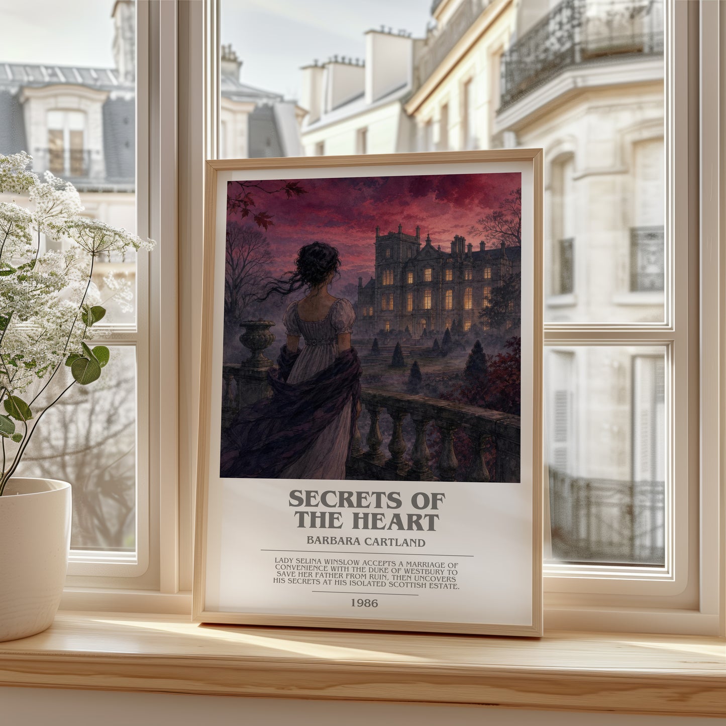 Secrets Of The Heart bookish poster colour and style options – Barbara Cartland book art