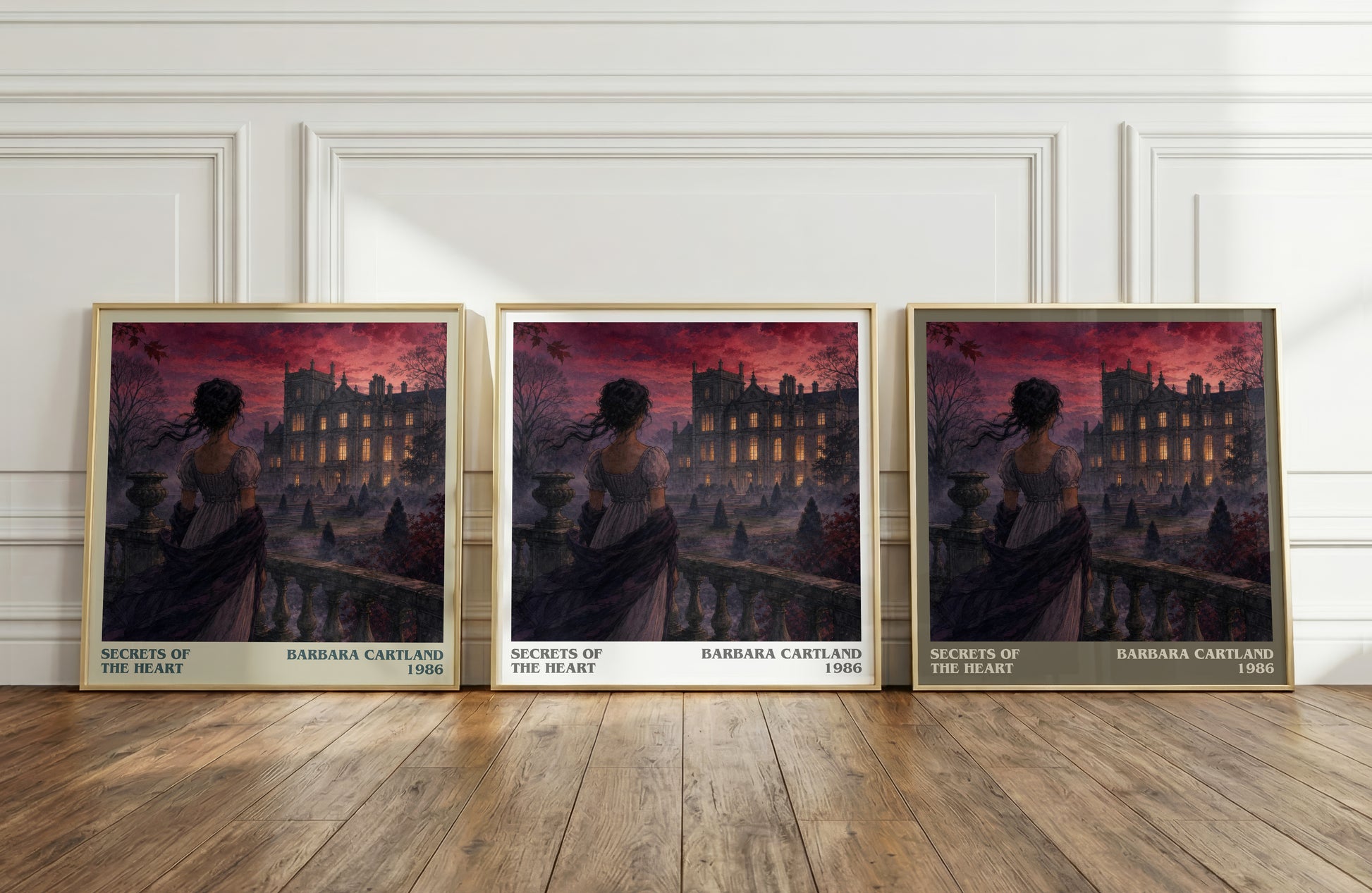 Secrets Of The Heart literary art print colour and style options – Barbara Cartland book art