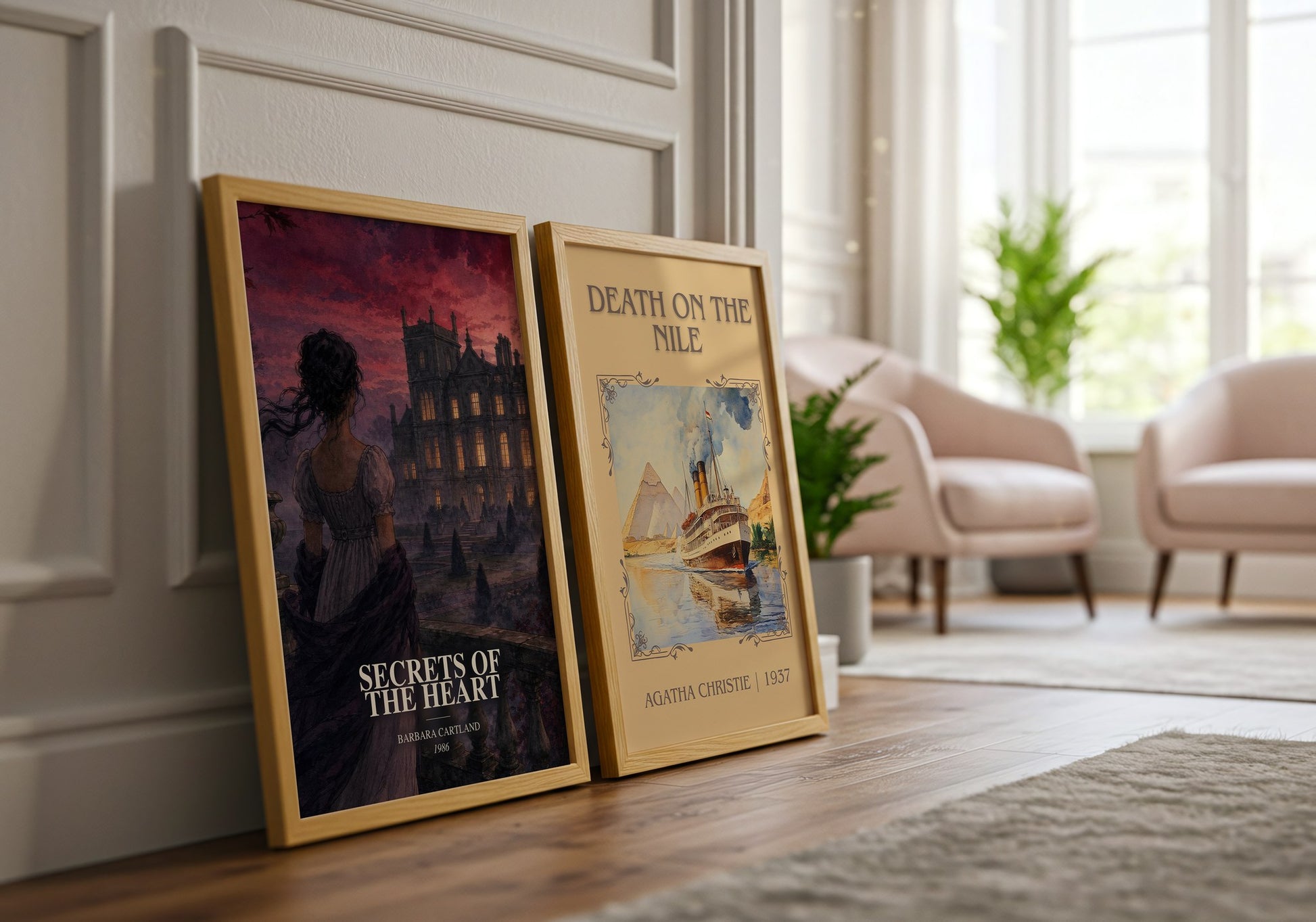 Secrets Of The Heart watercolour print framed by window – literary home decor
