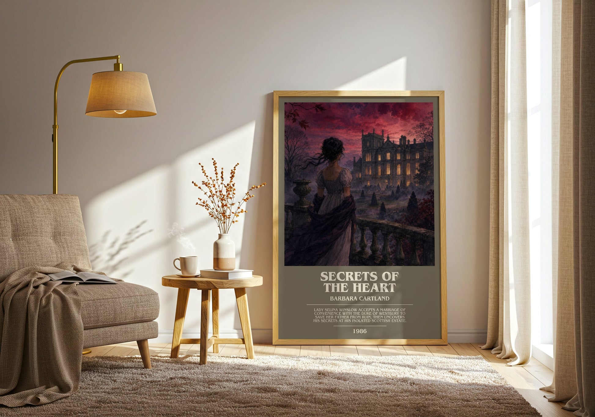 Secrets Of The Heart bookish print on bookshelf – Barbara Cartland fan gift