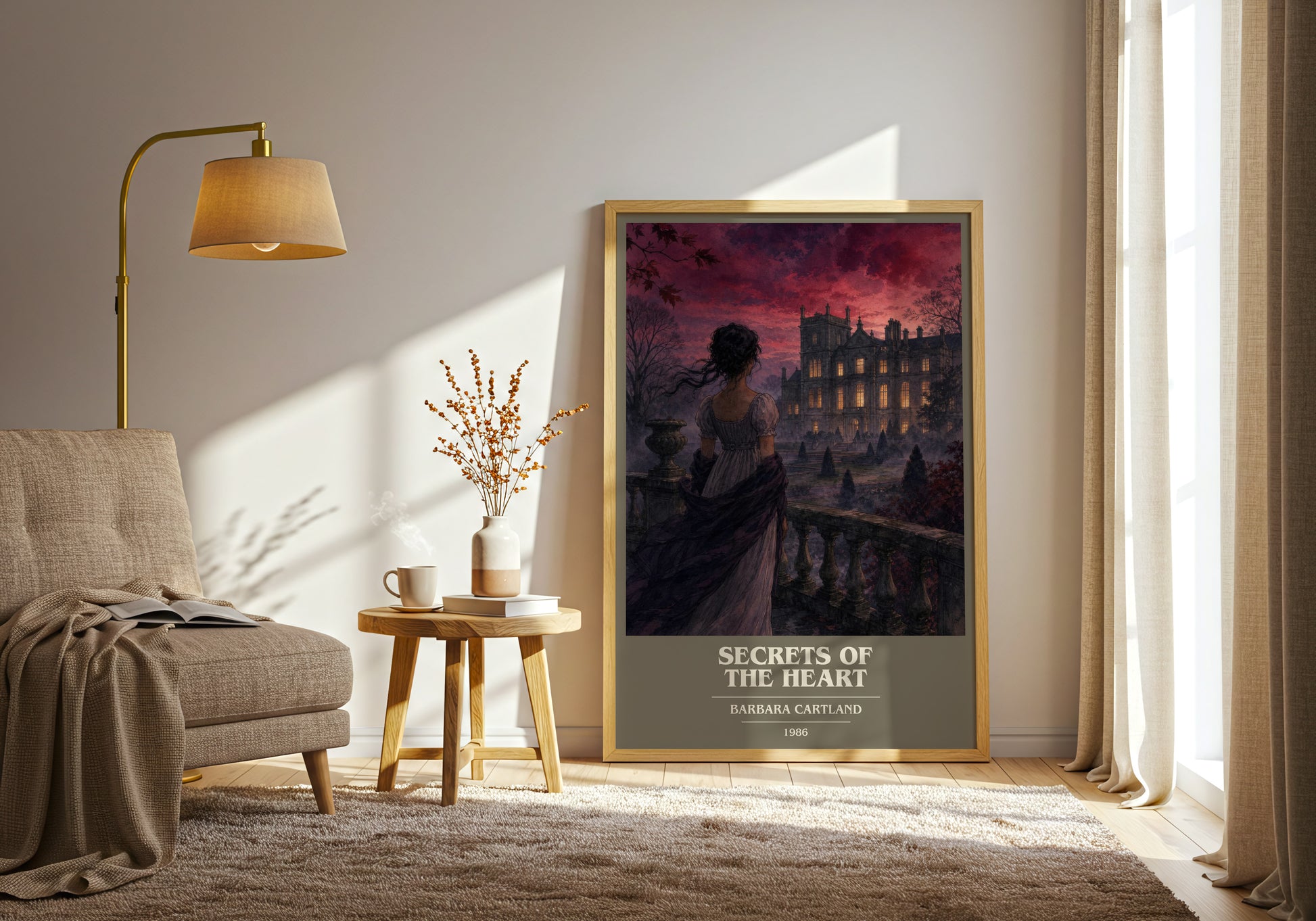 Secrets Of The Heart book cover print on bookshelf – Barbara Cartland fan gift