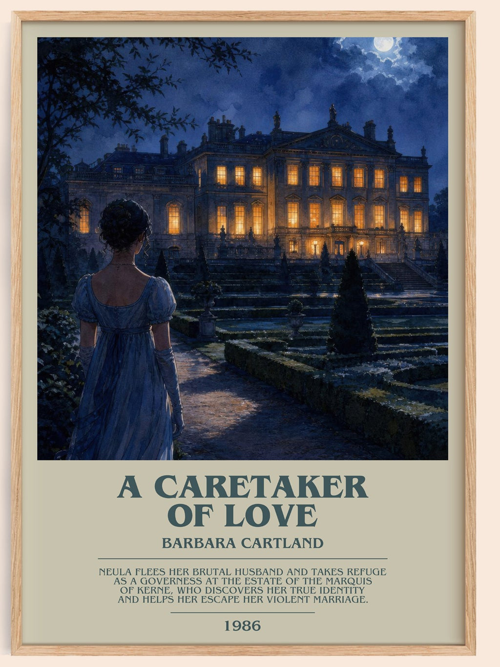 A Caretaker Of Love bookish book poster by Barbara Cartland – framed literary art print
