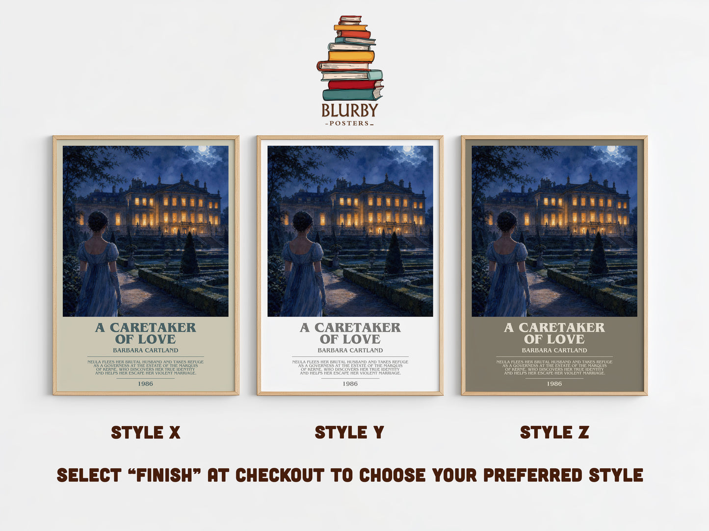 A Caretaker Of Love bookish print in frame leaning in hallway – romance wall art
