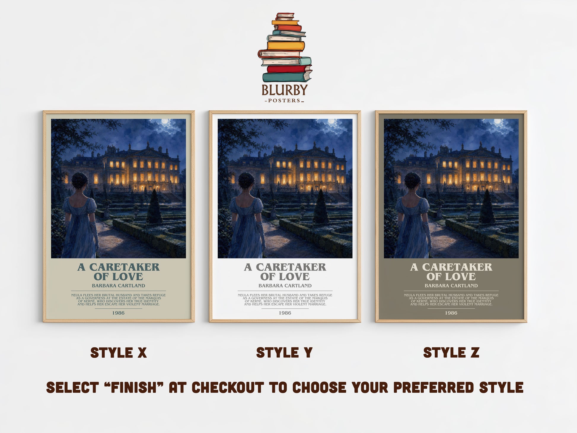 A Caretaker Of Love bookish print in frame leaning in hallway – romance wall art