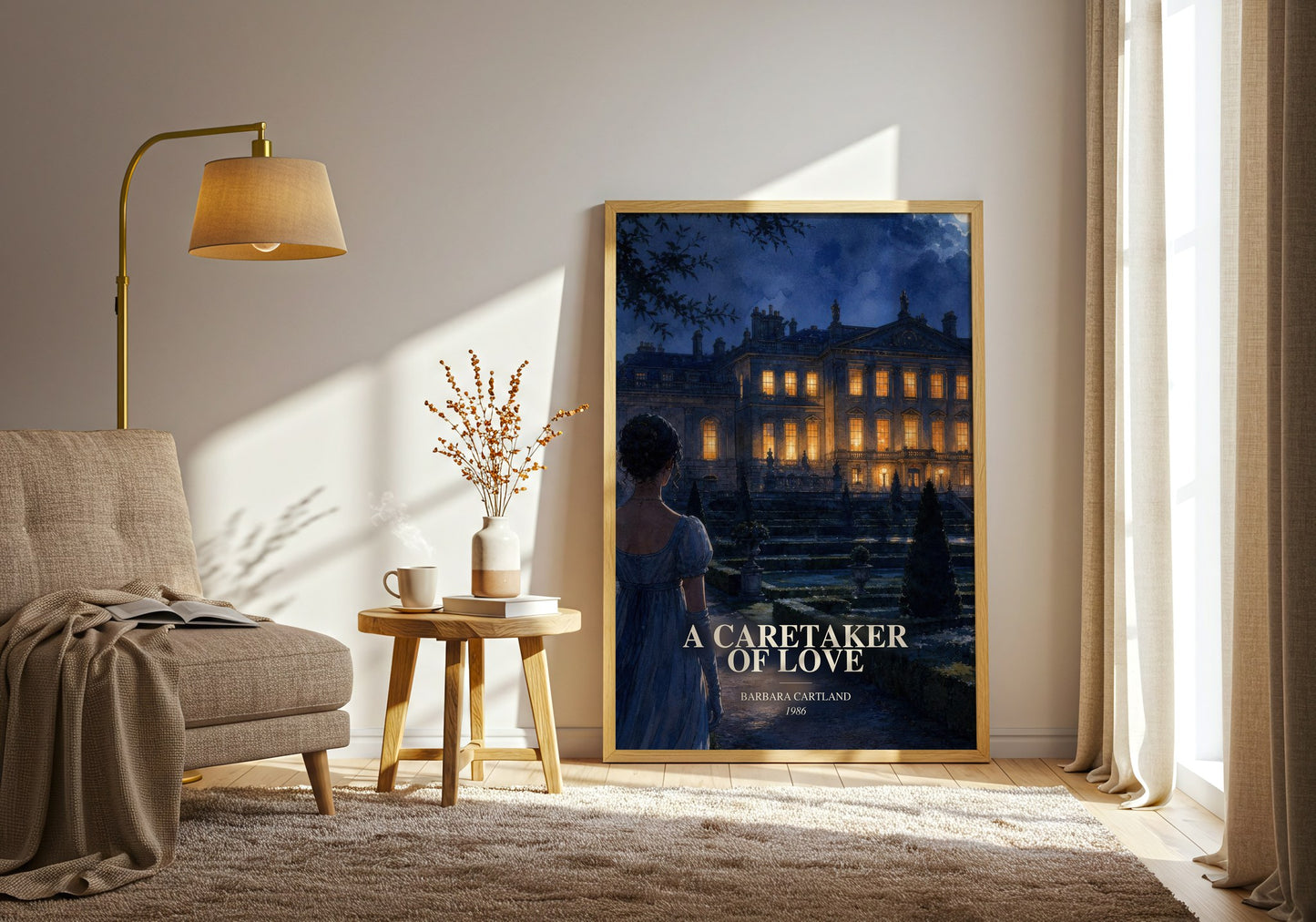 A Caretaker Of Love watercolour print in frame leaning in hallway – romance wall art