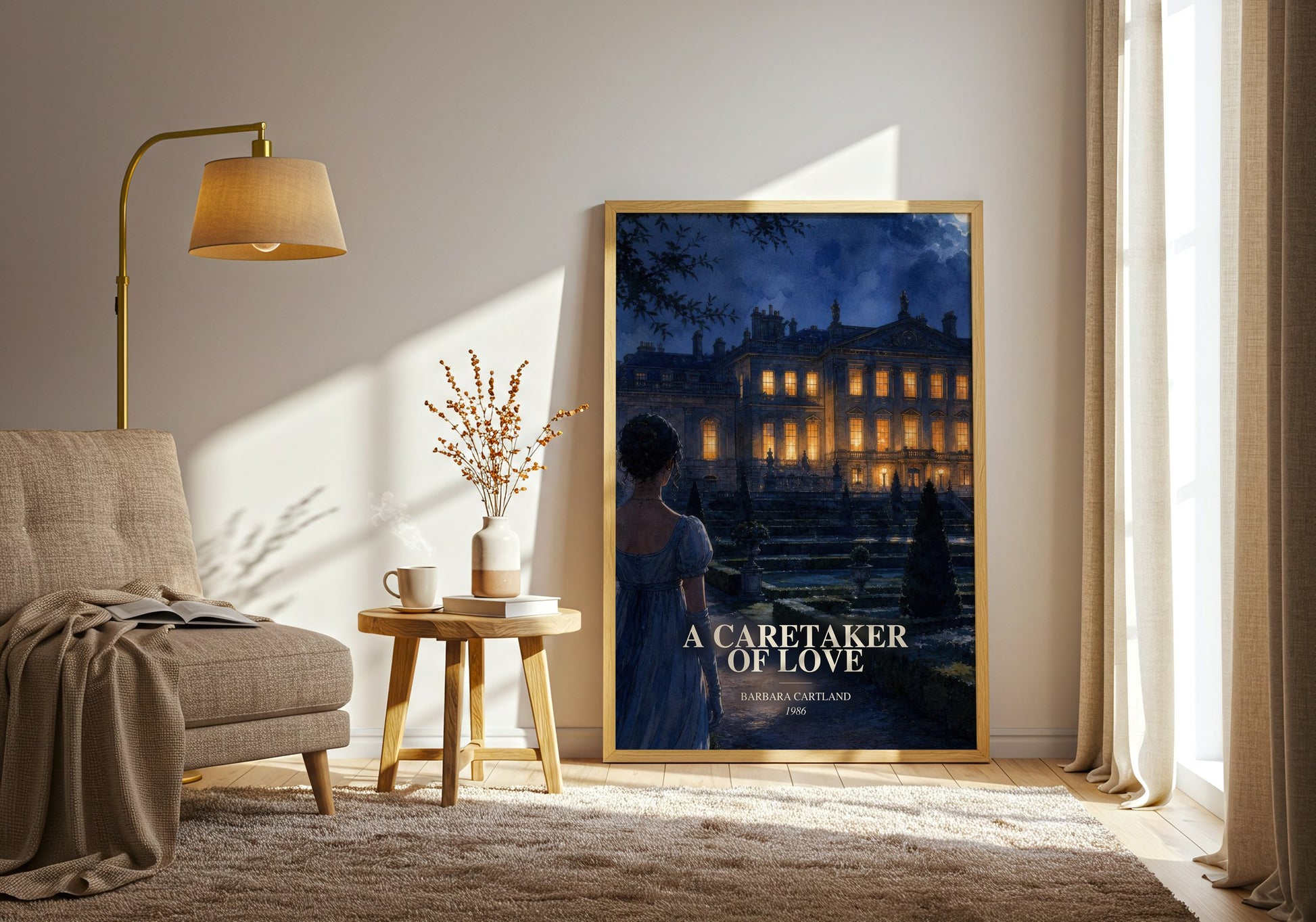 A Caretaker Of Love watercolour print in frame leaning in hallway – romance wall art
