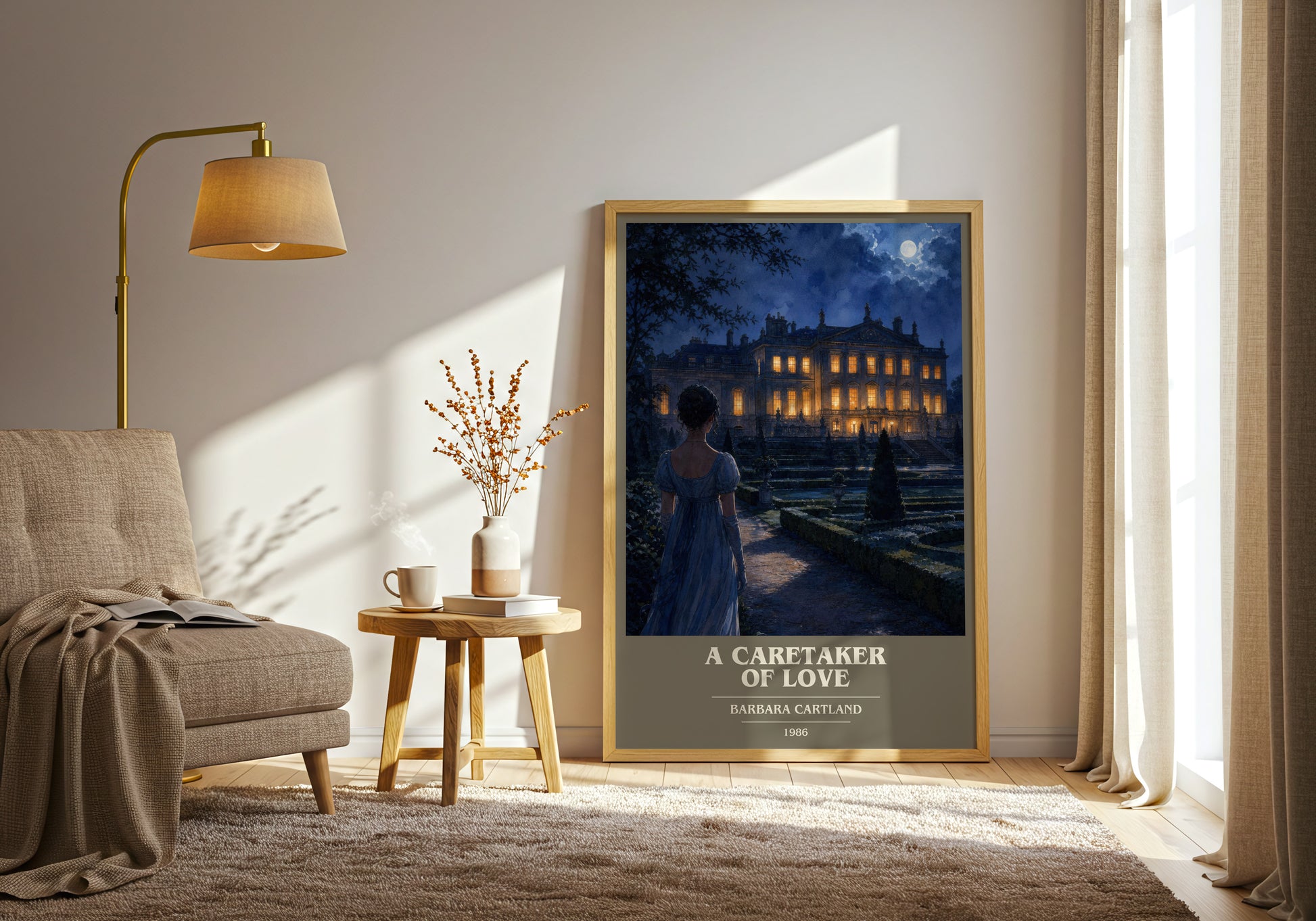 A Caretaker Of Love book cover print on bookshelf – Barbara Cartland fan gift