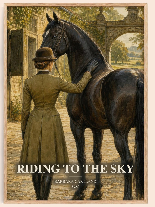 Riding To The Sky Book Watercolour Illustration by Barbara Cartland