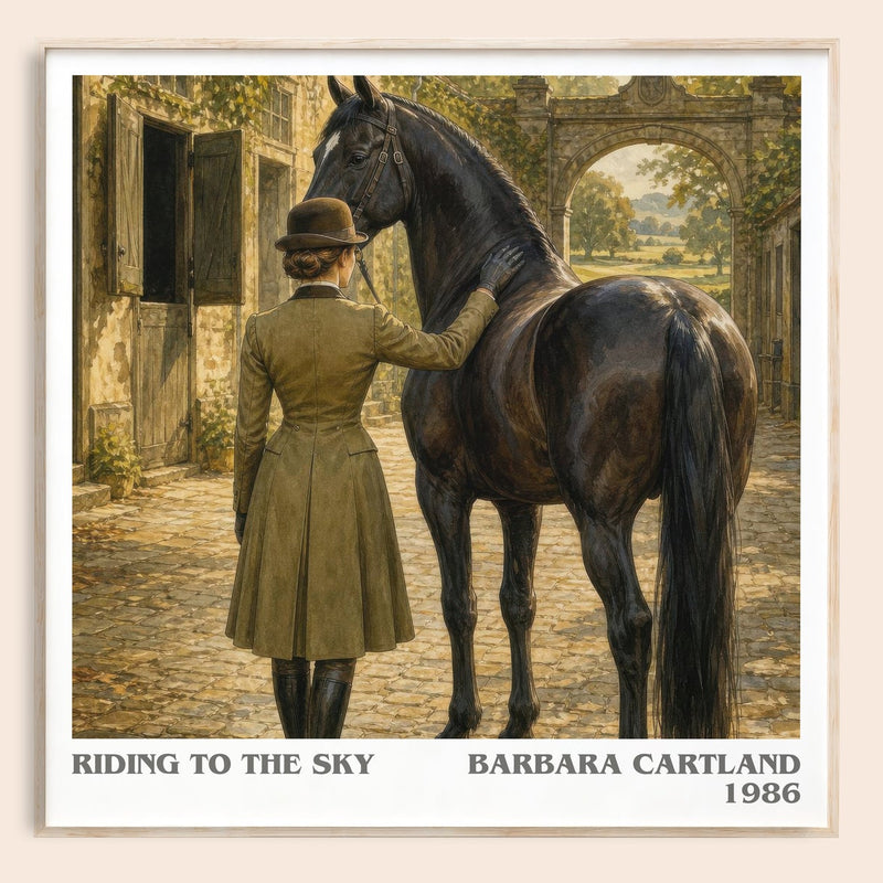 Riding To The Sky literary book poster by Barbara Cartland – framed literary art print