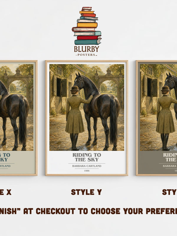Riding To The Sky book cover print in frame leaning in hallway – romance wall art