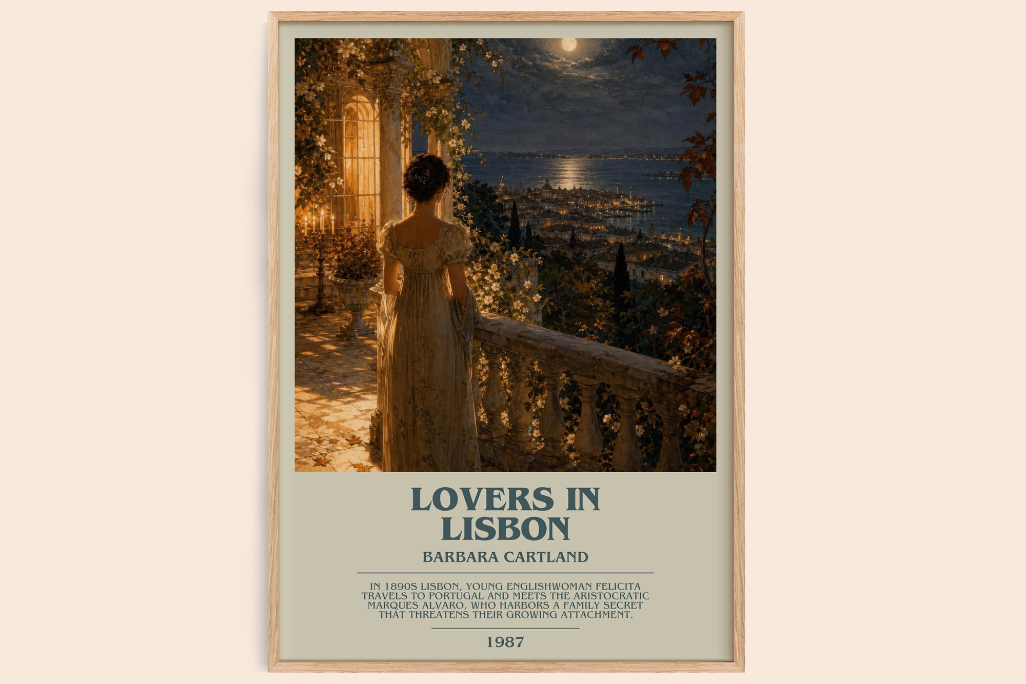 Lovers In Lisbon bookish book poster by Barbara Cartland – framed literary art print