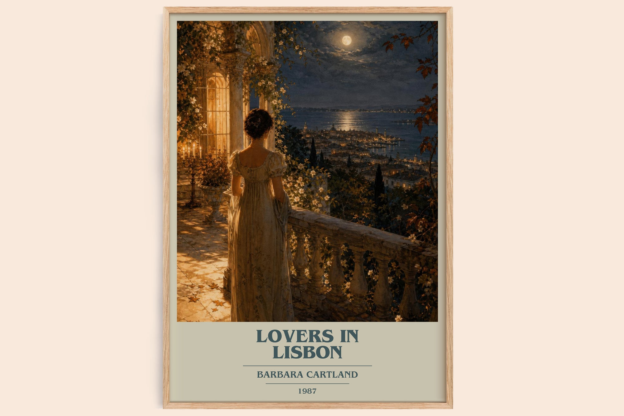 Lovers In Lisbon book cover book poster by Barbara Cartland – framed literary art print