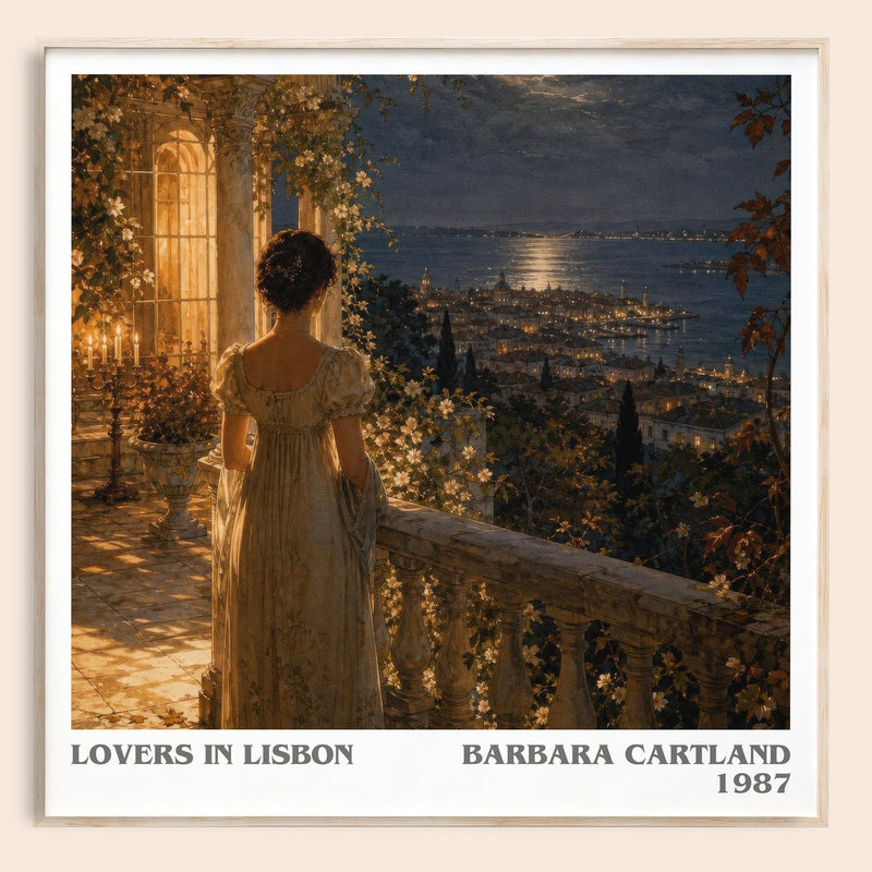 Lovers In Lisbon literary book poster by Barbara Cartland – framed literary art print