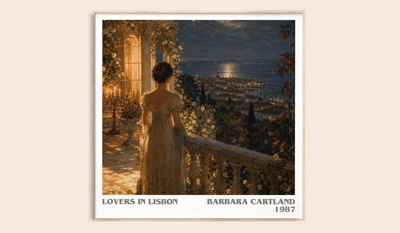Lovers In Lisbon literary book poster by Barbara Cartland – framed literary art print