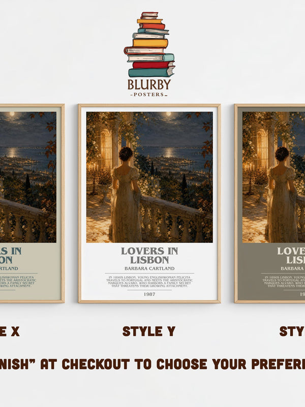 Lovers In Lisbon bookish print in frame leaning in hallway – romance wall art