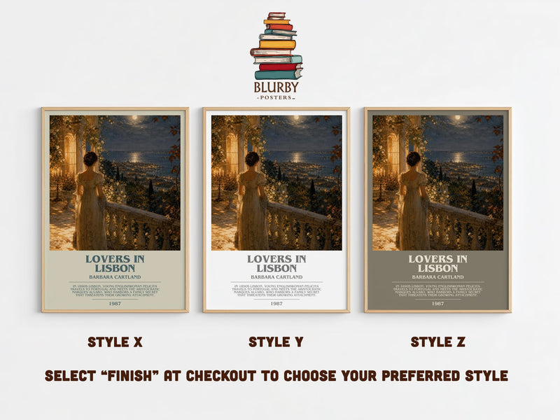 Lovers In Lisbon bookish print in frame leaning in hallway – romance wall art