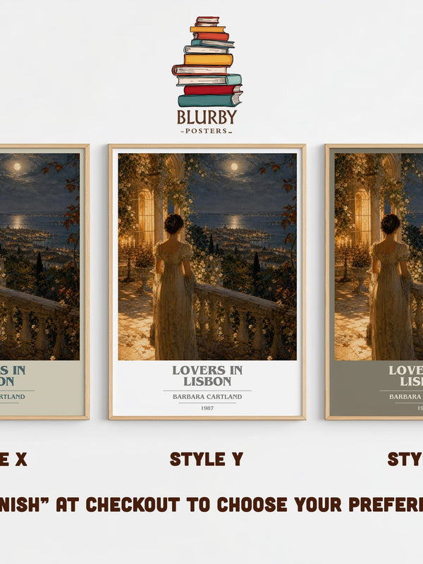 Lovers In Lisbon book cover print in frame leaning in hallway – romance wall art