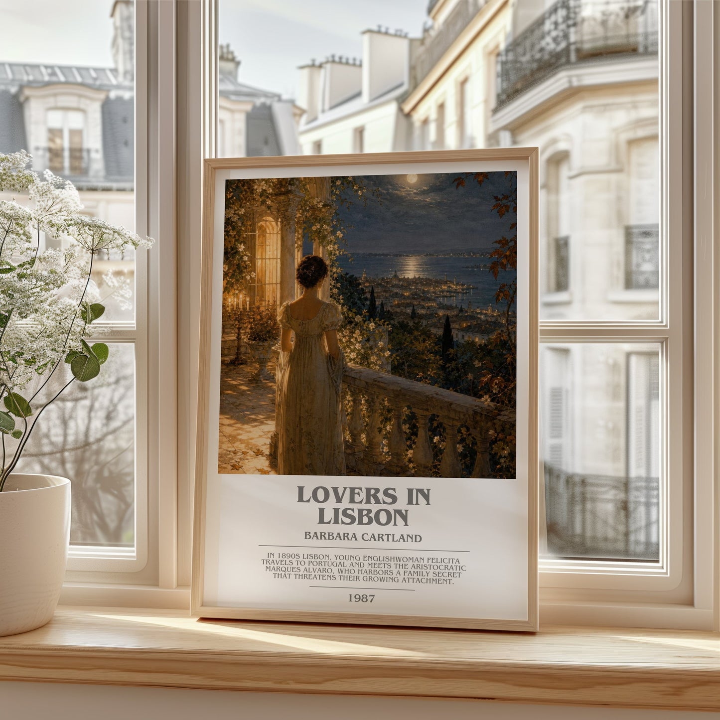 Lovers In Lisbon bookish poster colour and style options – Barbara Cartland book art