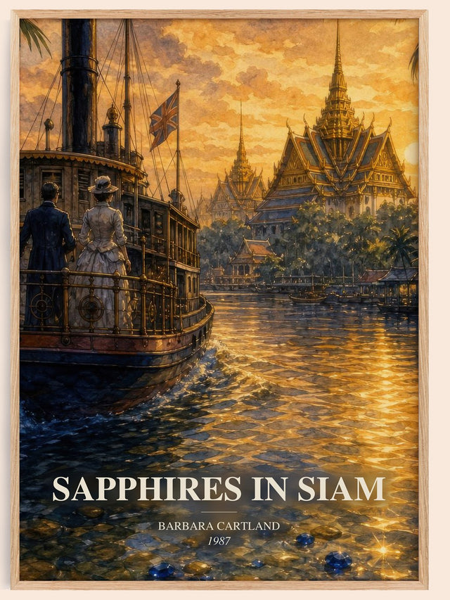 Sapphires In Siam Book Watercolour Illustration by Barbara Cartland