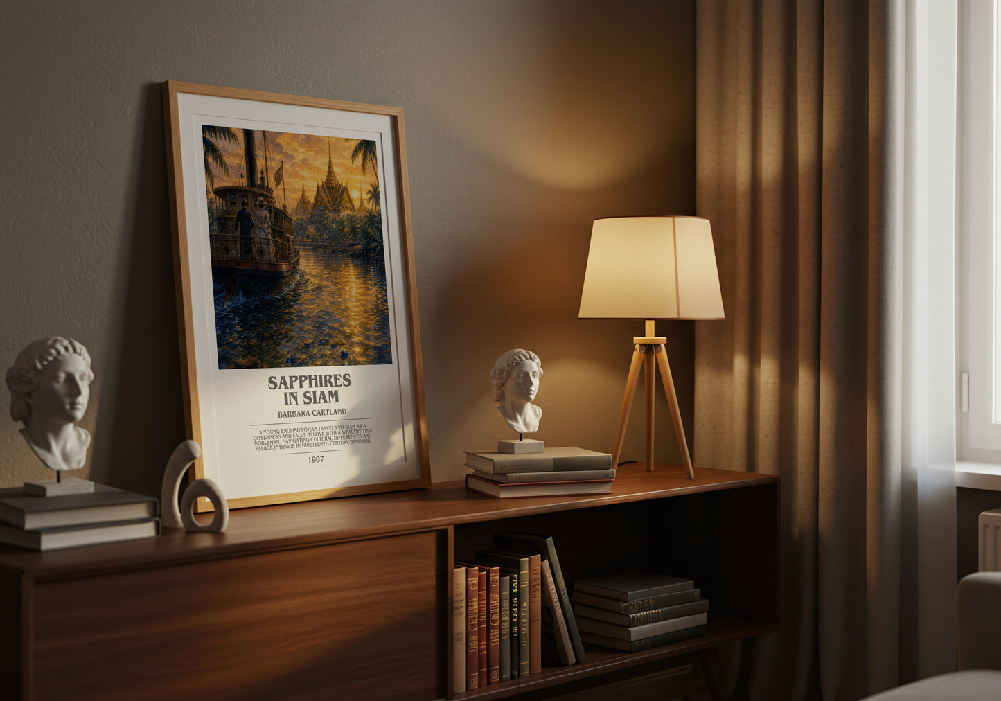 Sapphires In Siam bookish book poster framed on wall – romance wall art