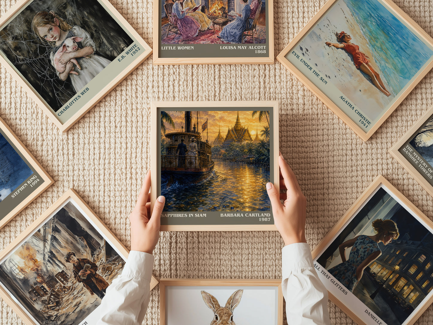 Sapphires In Siam literary book poster framed on wall – romance wall art