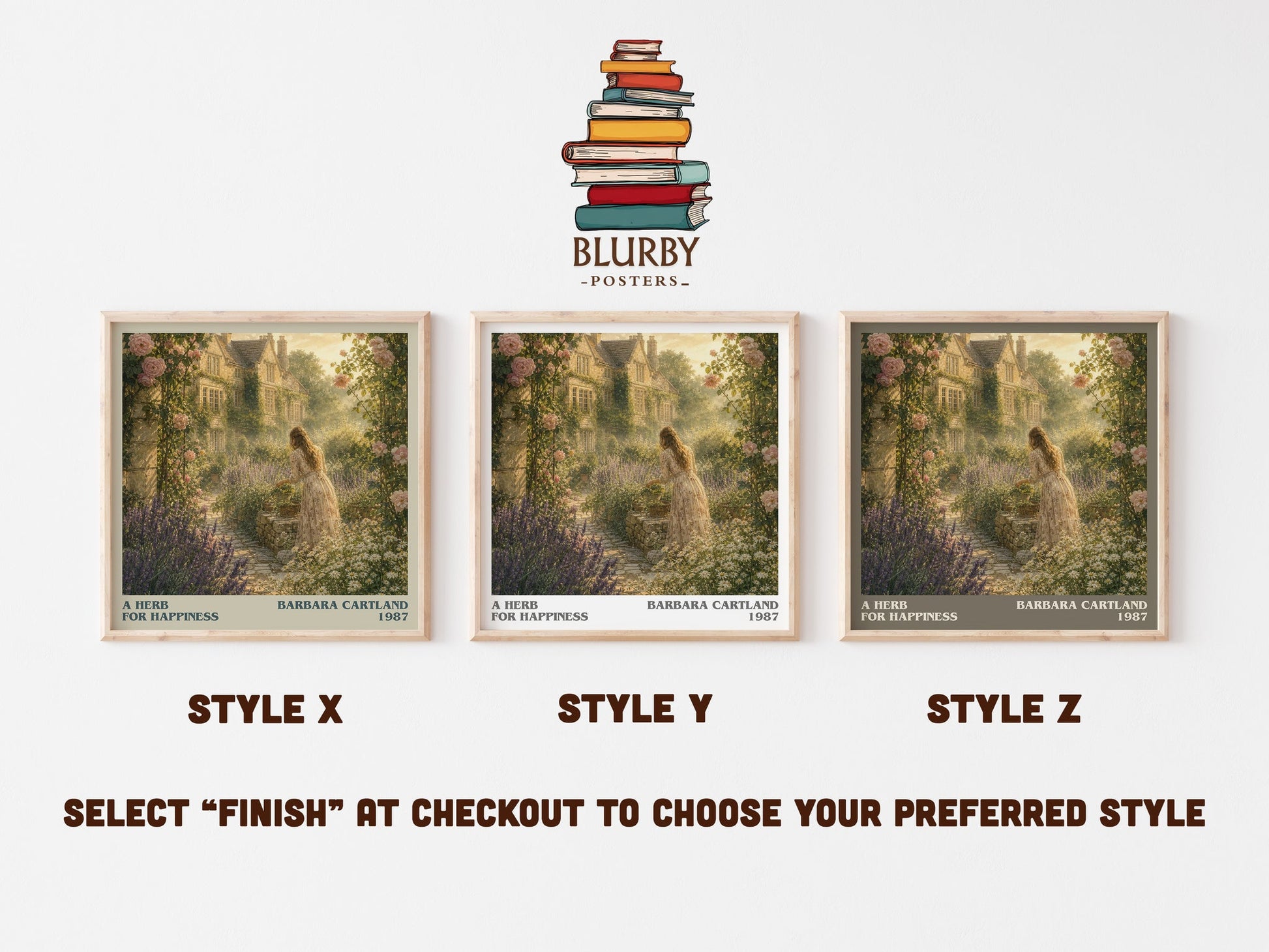 A Herb For Happiness literary print in frame leaning in hallway – romance wall art