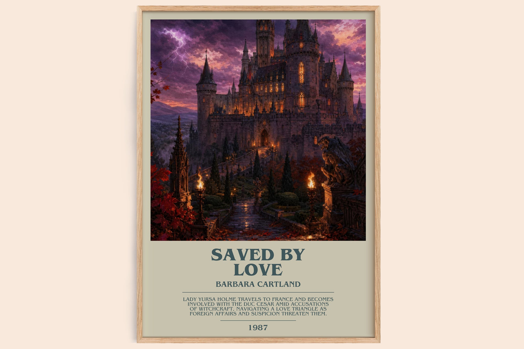 Saved By Love bookish book poster by Barbara Cartland – framed literary art print