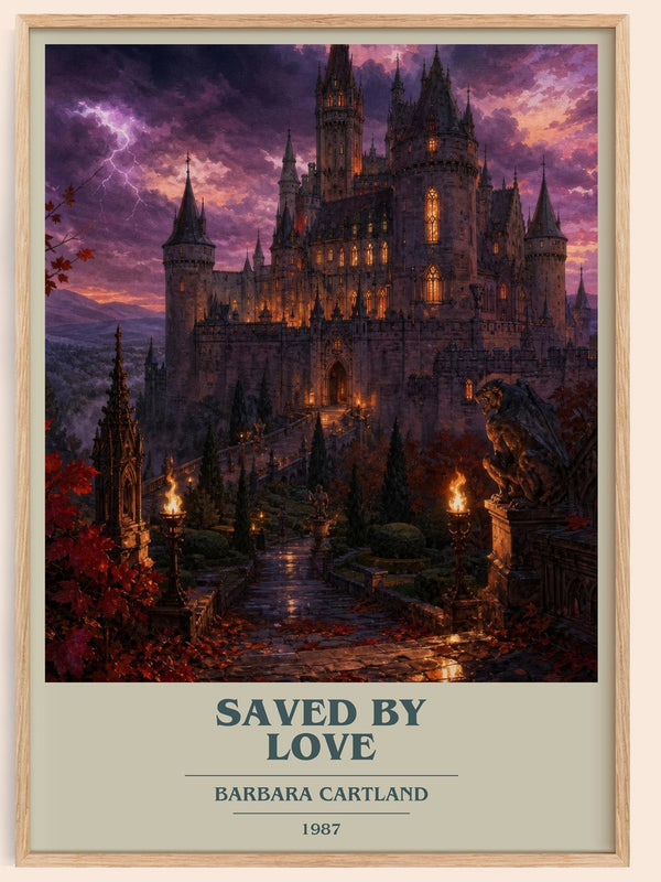 Saved By Love book cover book poster by Barbara Cartland – framed literary art print