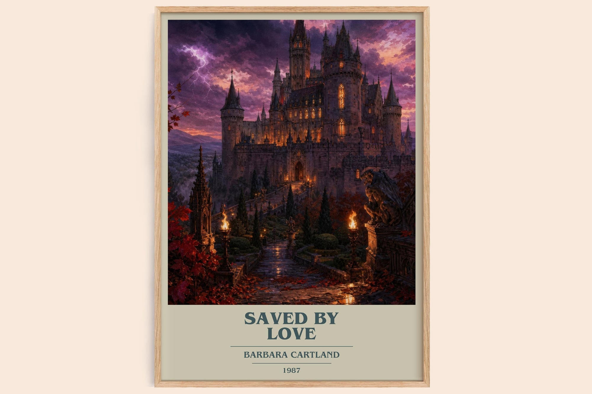 Saved By Love book cover book poster by Barbara Cartland – framed literary art print