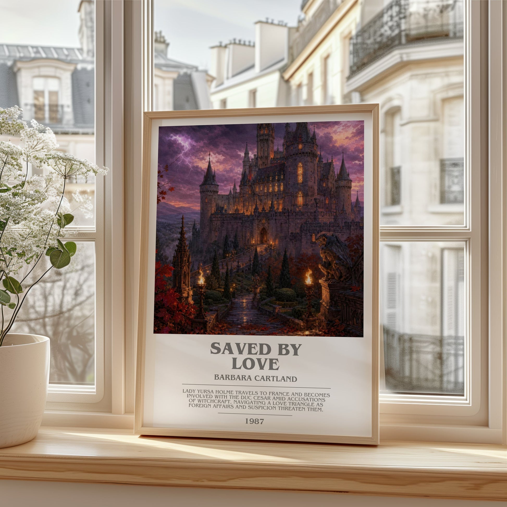 Saved By Love bookish poster colour and style options – Barbara Cartland book art
