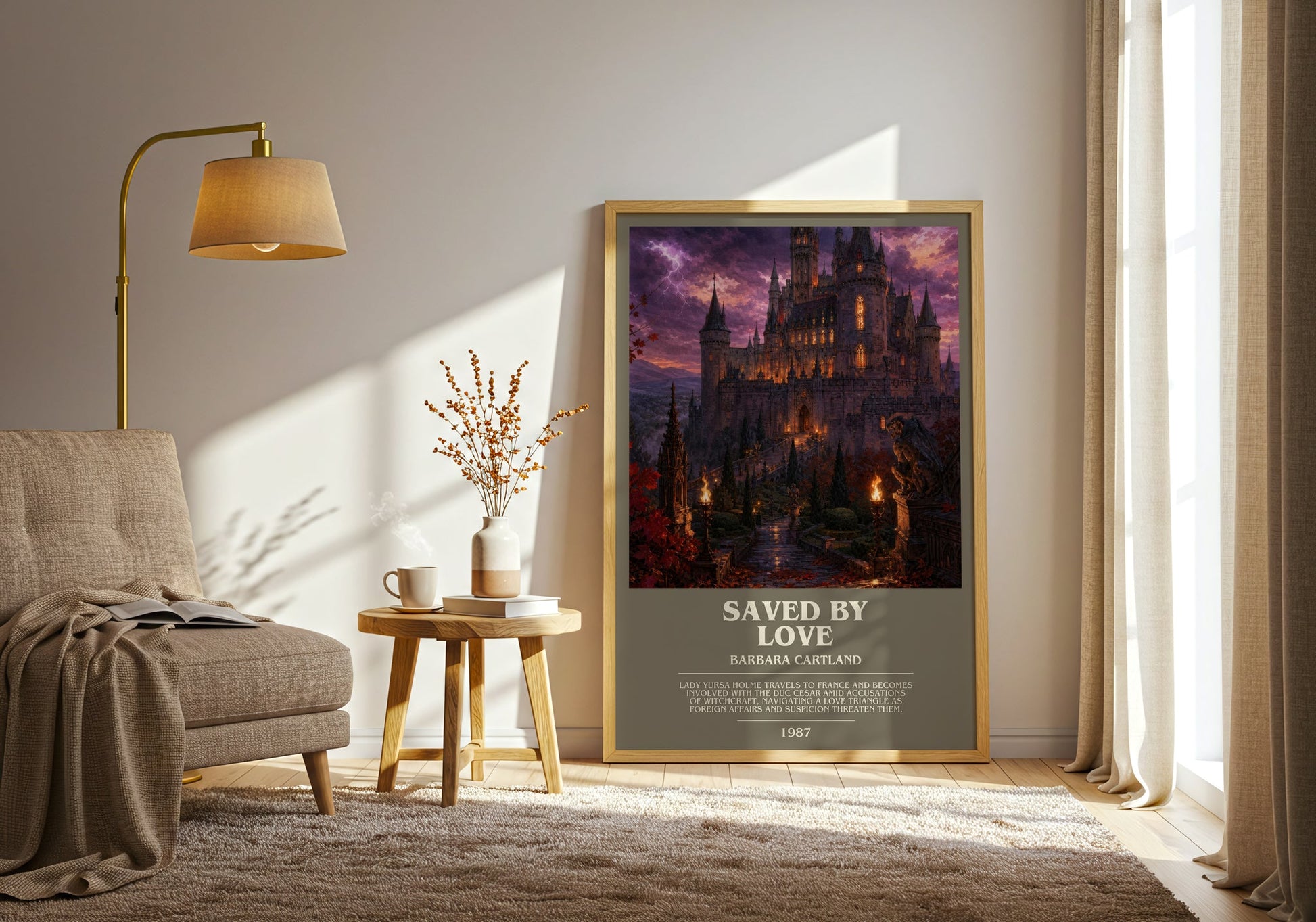 Saved By Love bookish print on bookshelf – Barbara Cartland fan gift