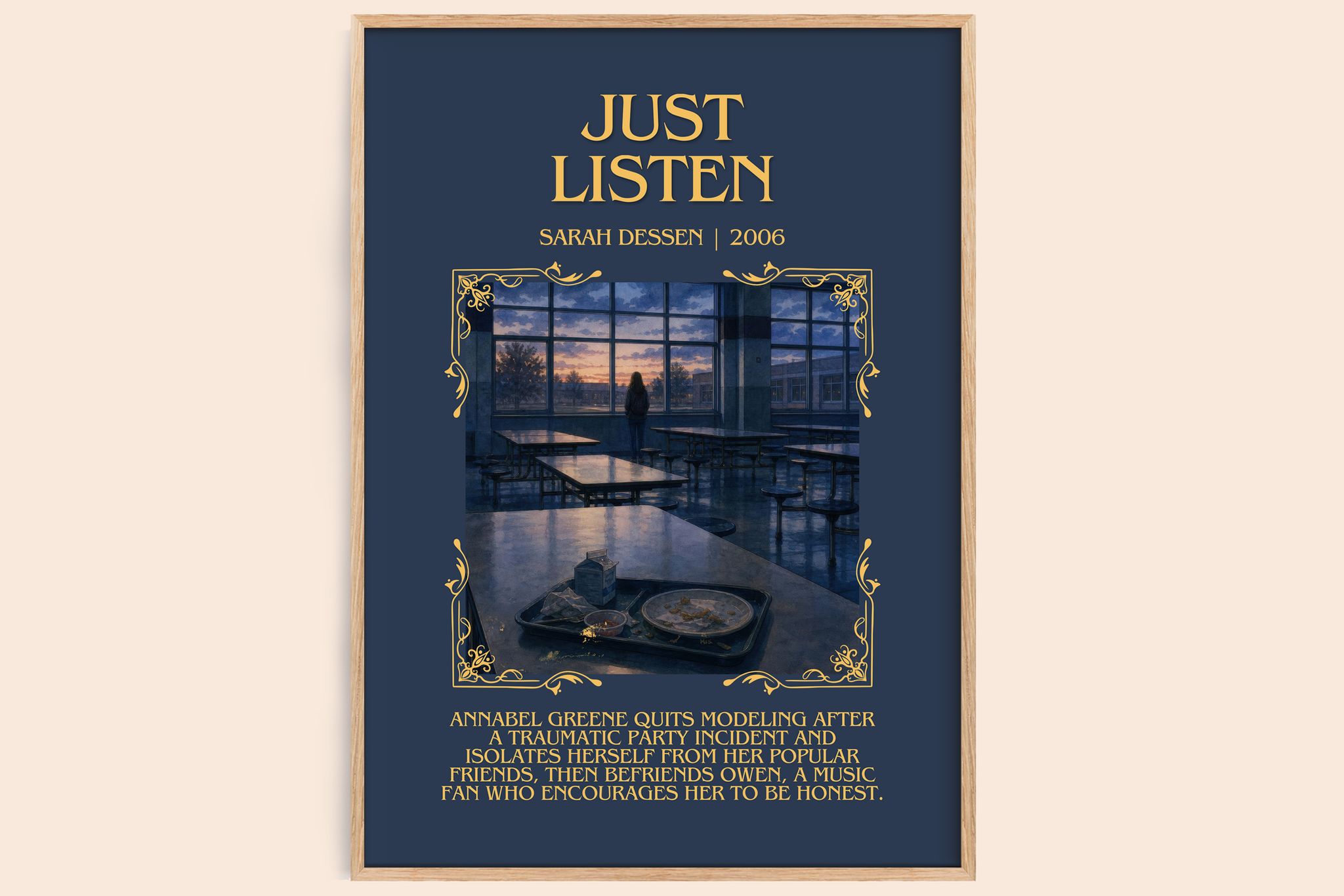 Just Listen Minimalist Book Poster by Sarah Dessen