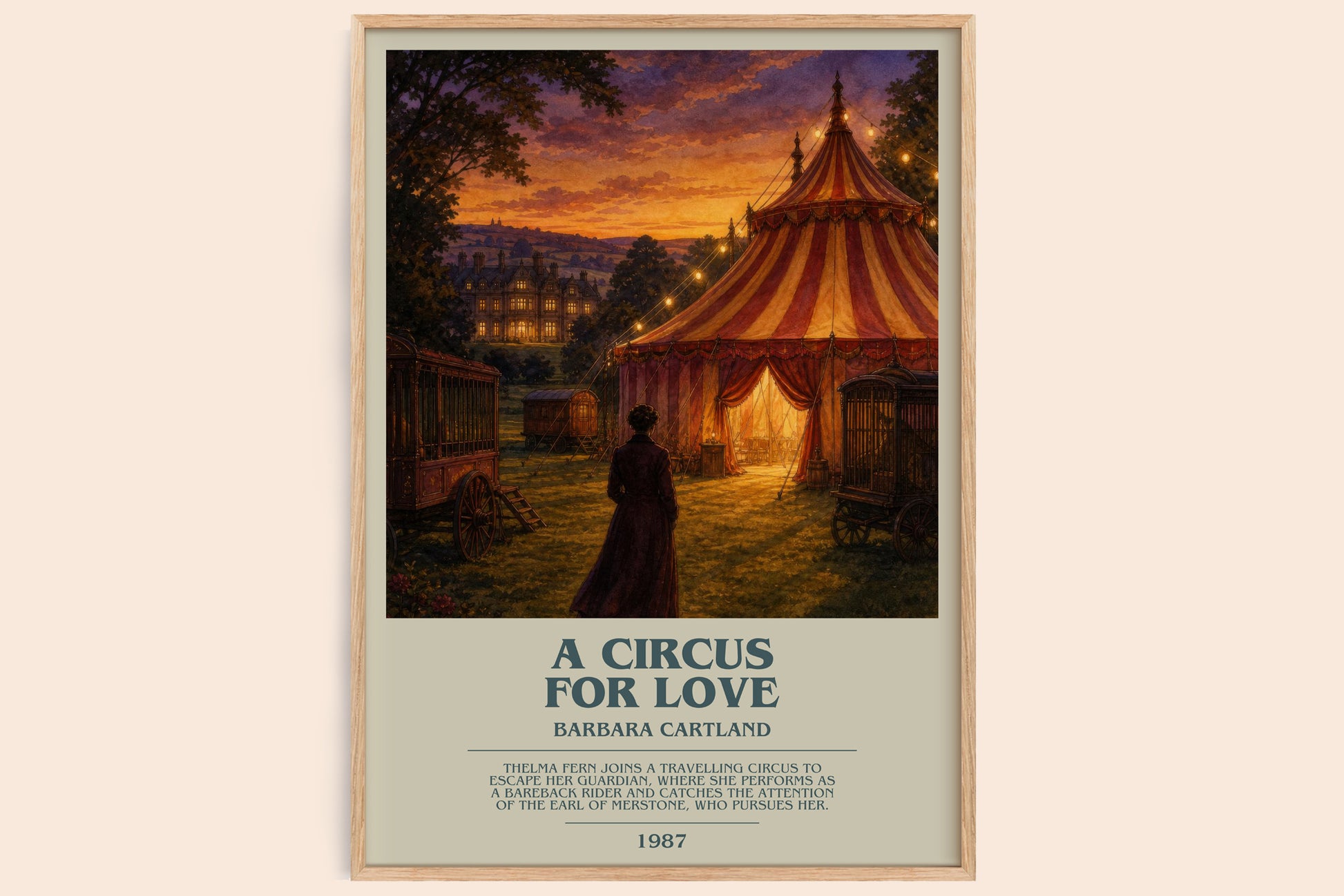 A Circus For Love bookish book poster by Barbara Cartland – framed literary art print
