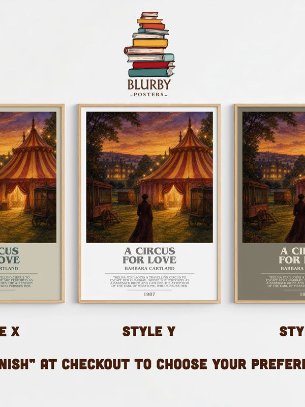 A Circus For Love bookish print in frame leaning in hallway – romance wall art