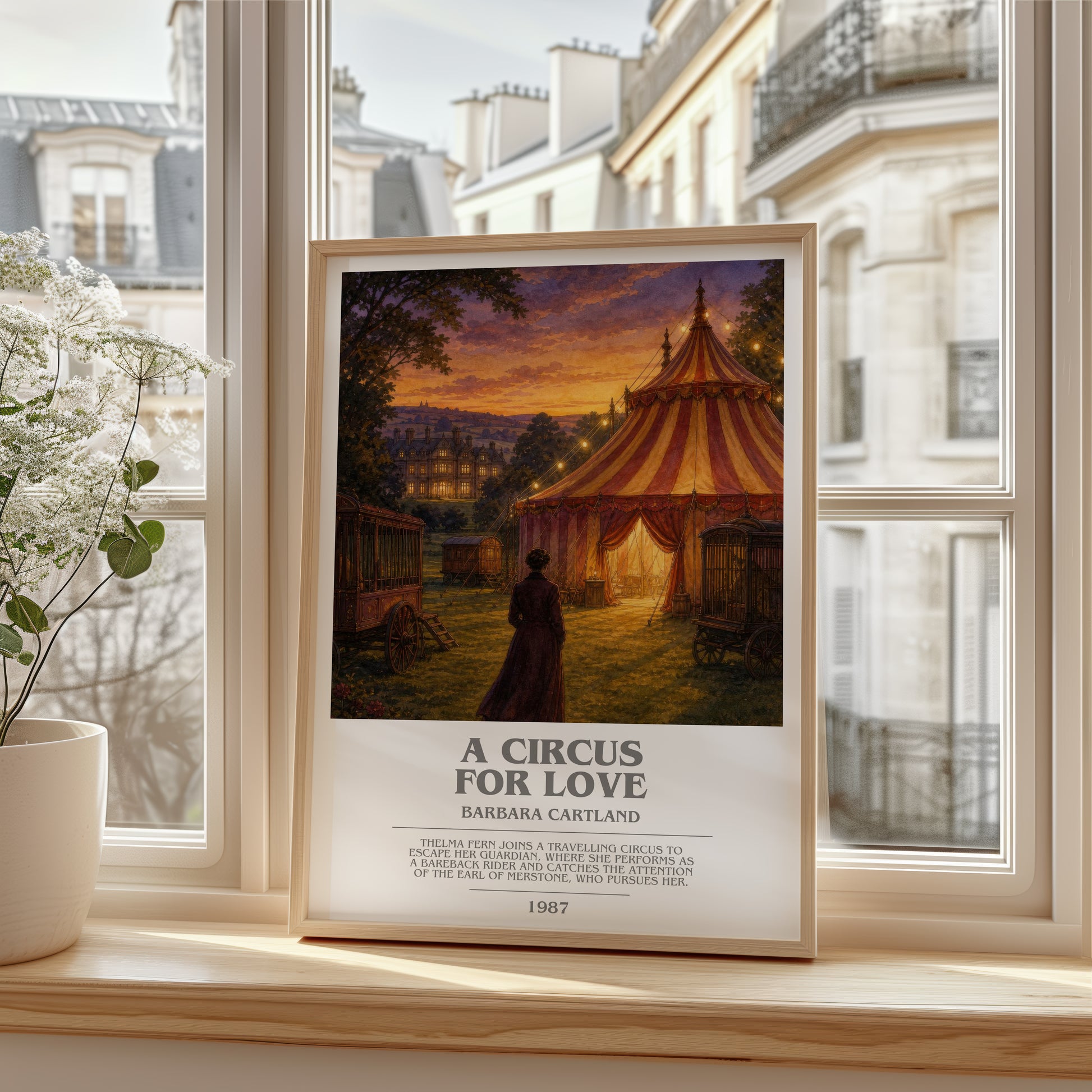 A Circus For Love bookish poster colour and style options – Barbara Cartland book art