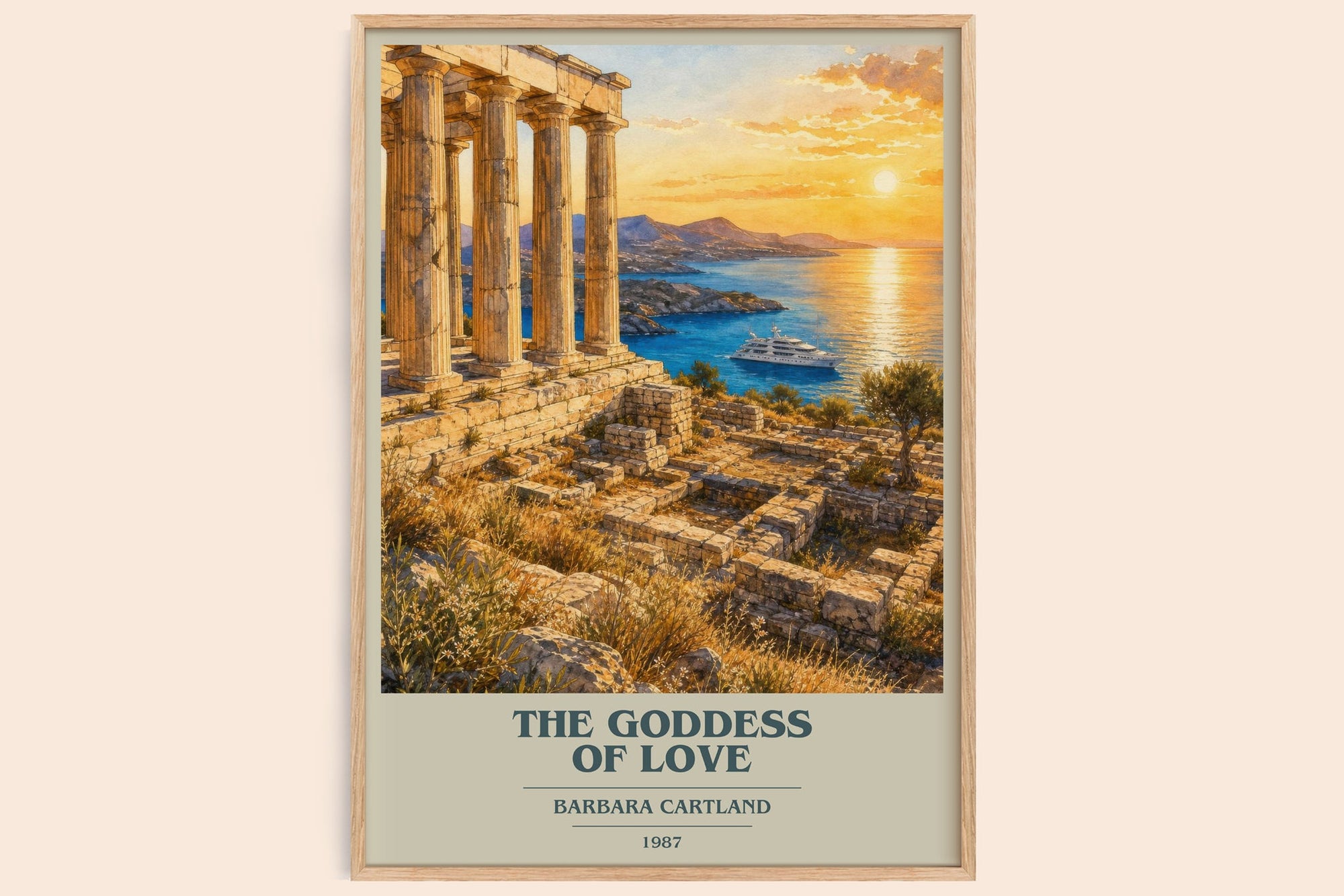 The Goddess Of Love book cover book poster by Barbara Cartland – framed literary art print