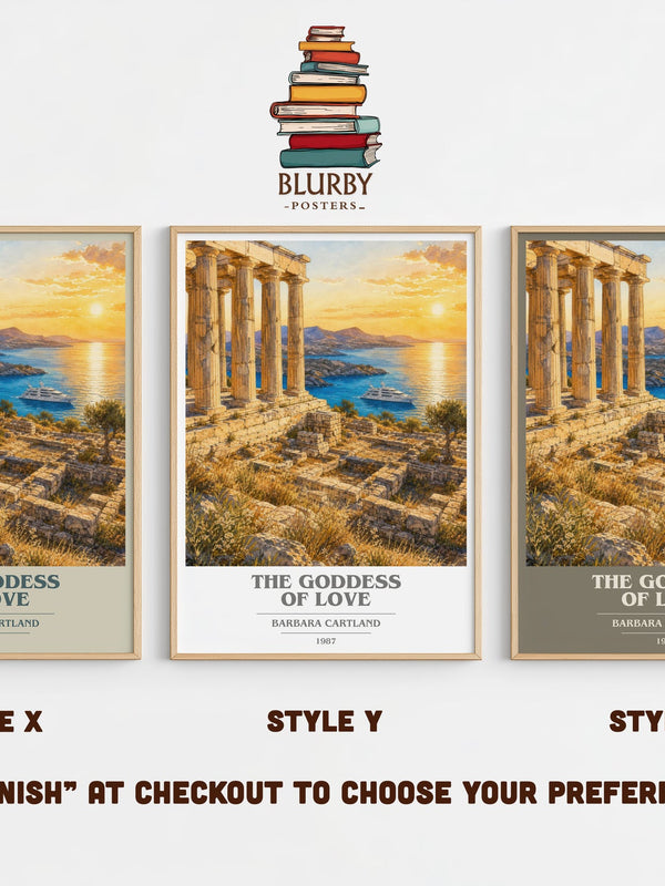 The Goddess Of Love book cover print in frame leaning in hallway – romance wall art