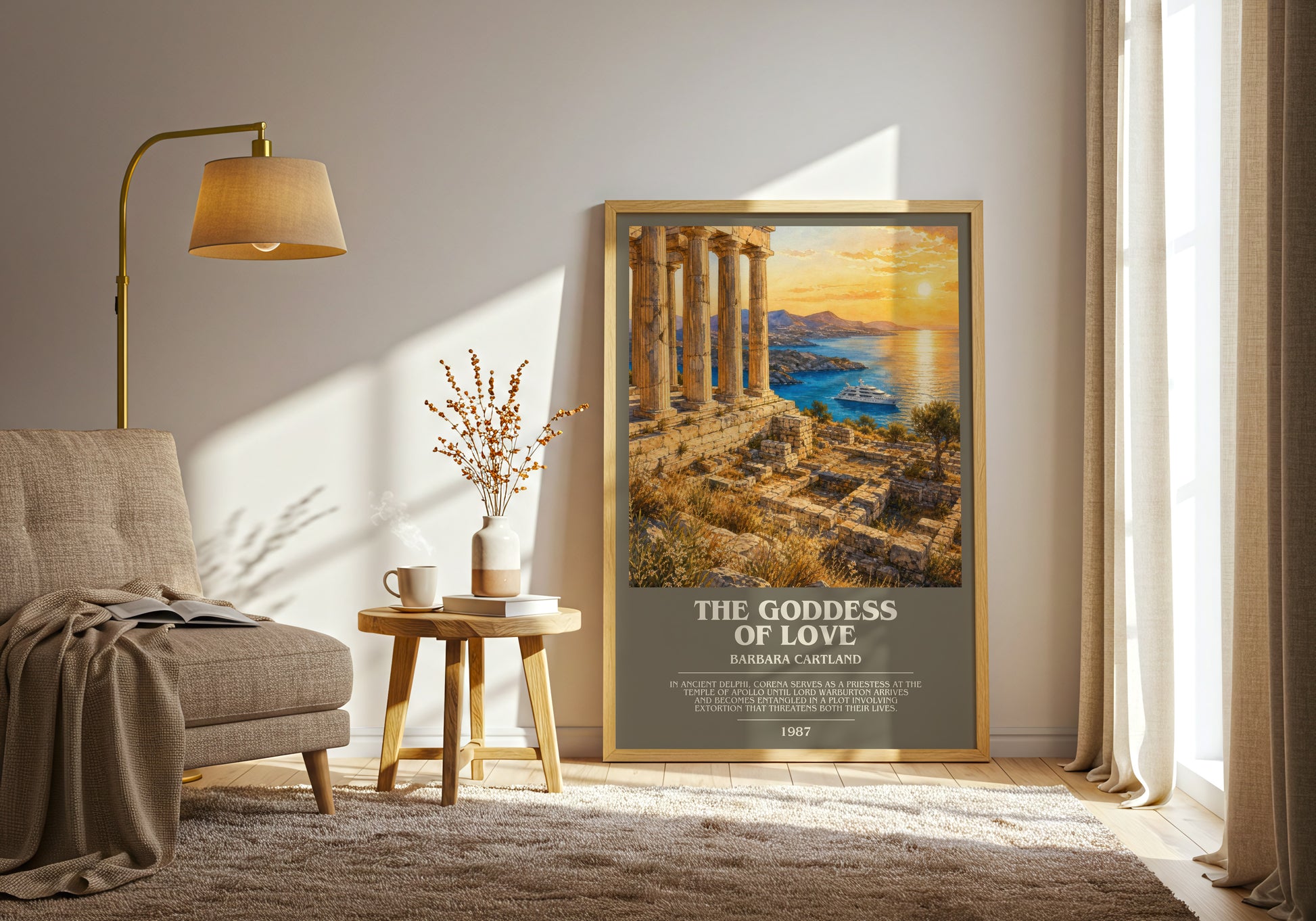 The Goddess Of Love bookish print on bookshelf – Barbara Cartland fan gift