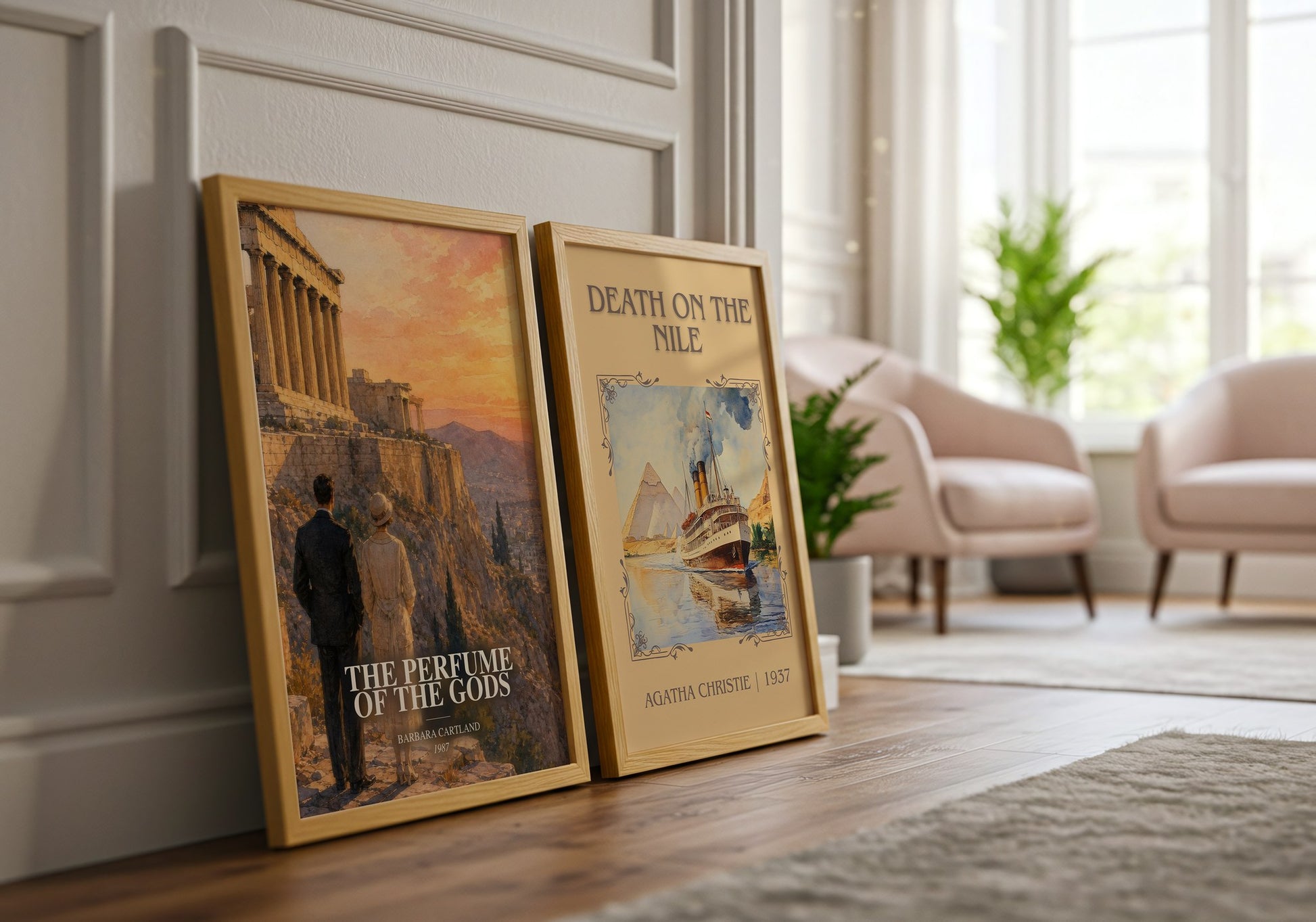 The Perfume Of The Gods watercolour print framed by window – literary home decor