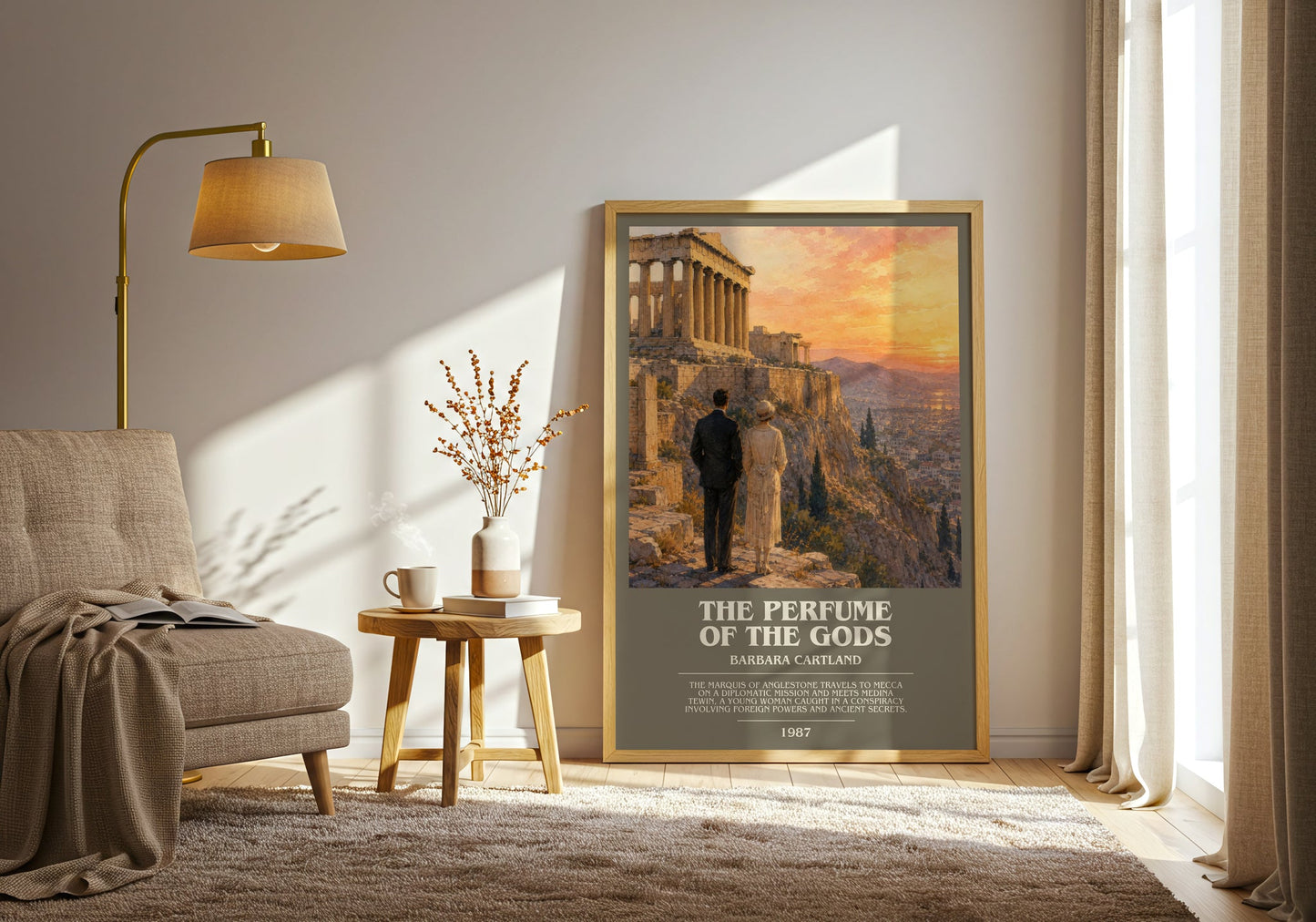 The Perfume Of The Gods bookish print on bookshelf – Barbara Cartland fan gift