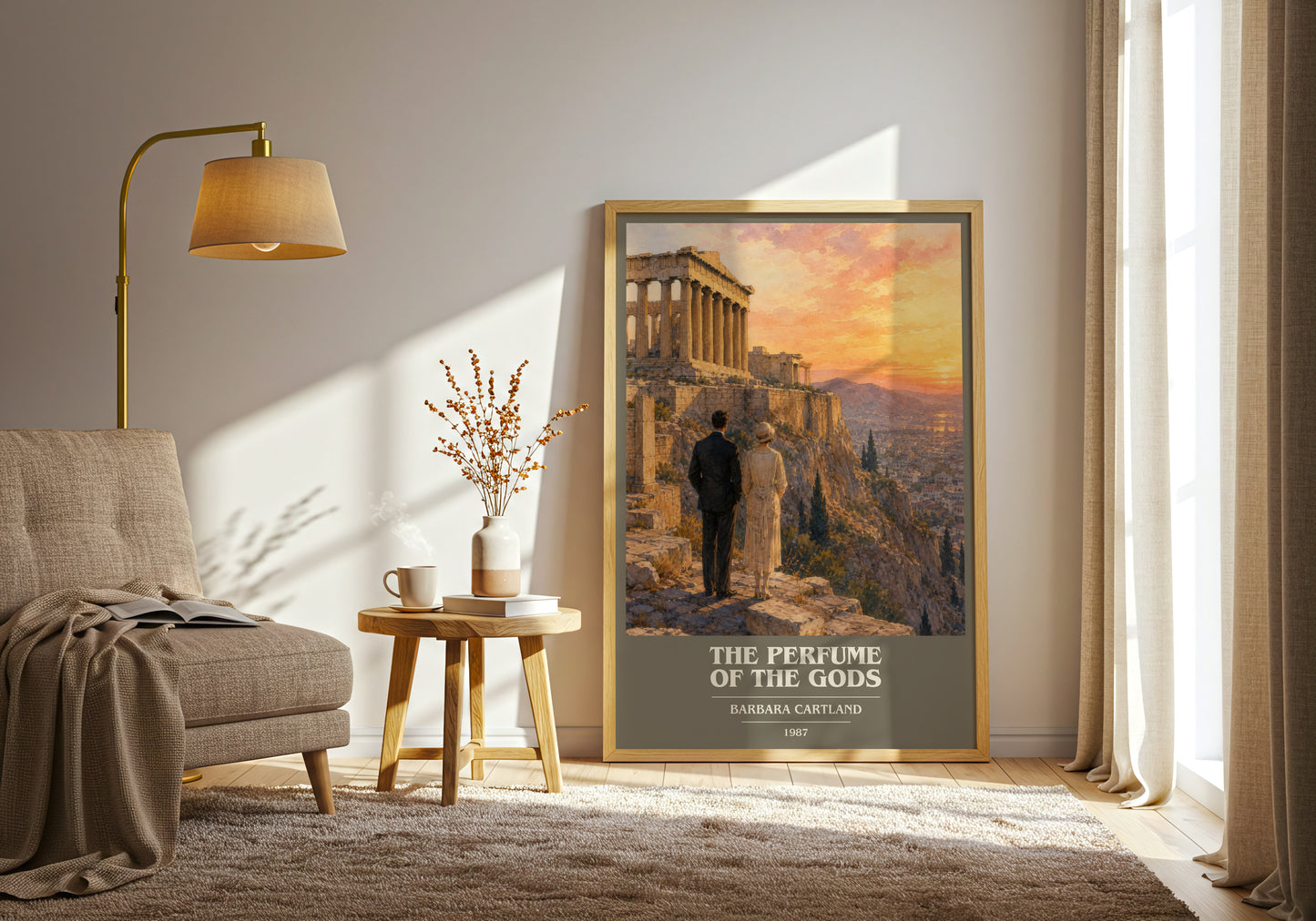 The Perfume Of The Gods book cover print on bookshelf – Barbara Cartland fan gift