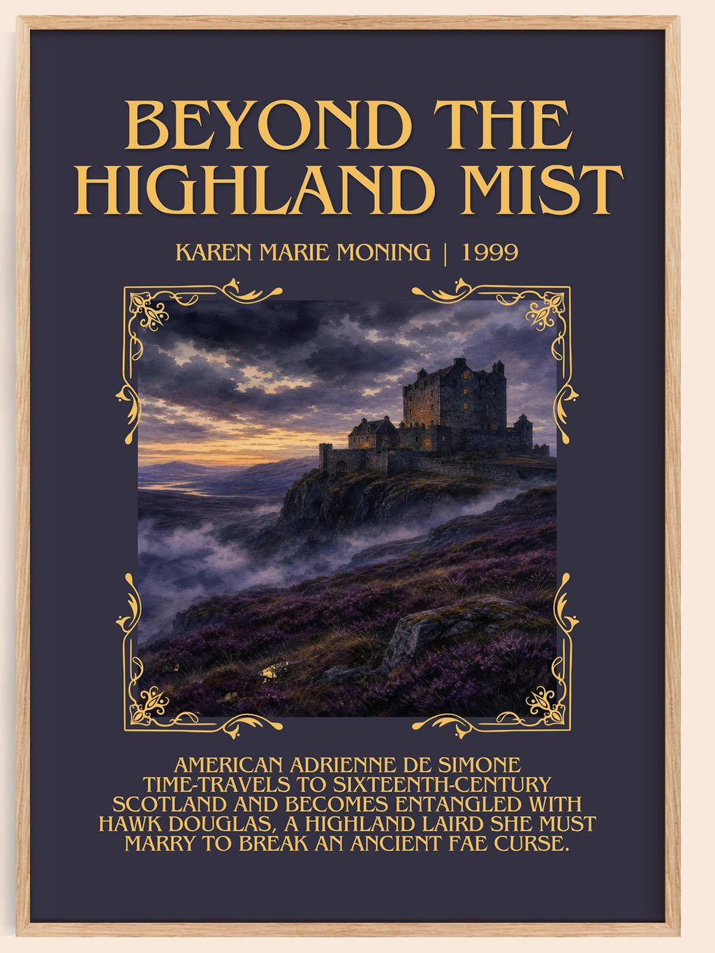 Beyond the Highland Mist Minimalist Book Poster by Karen Marie Moning – book poster