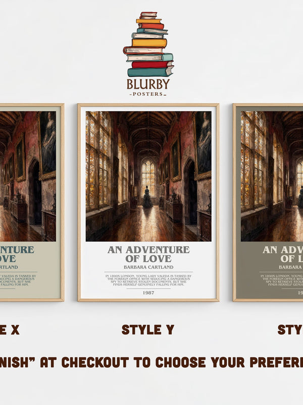 An Adventure Of Love bookish print in frame leaning in hallway – romance wall art