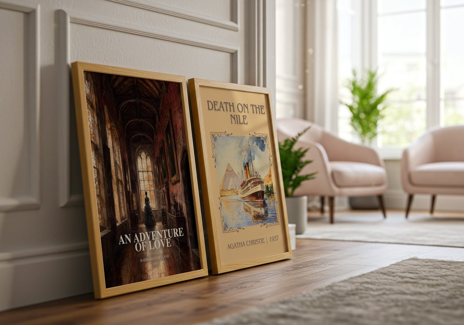 An Adventure Of Love watercolour print framed by window – literary home decor