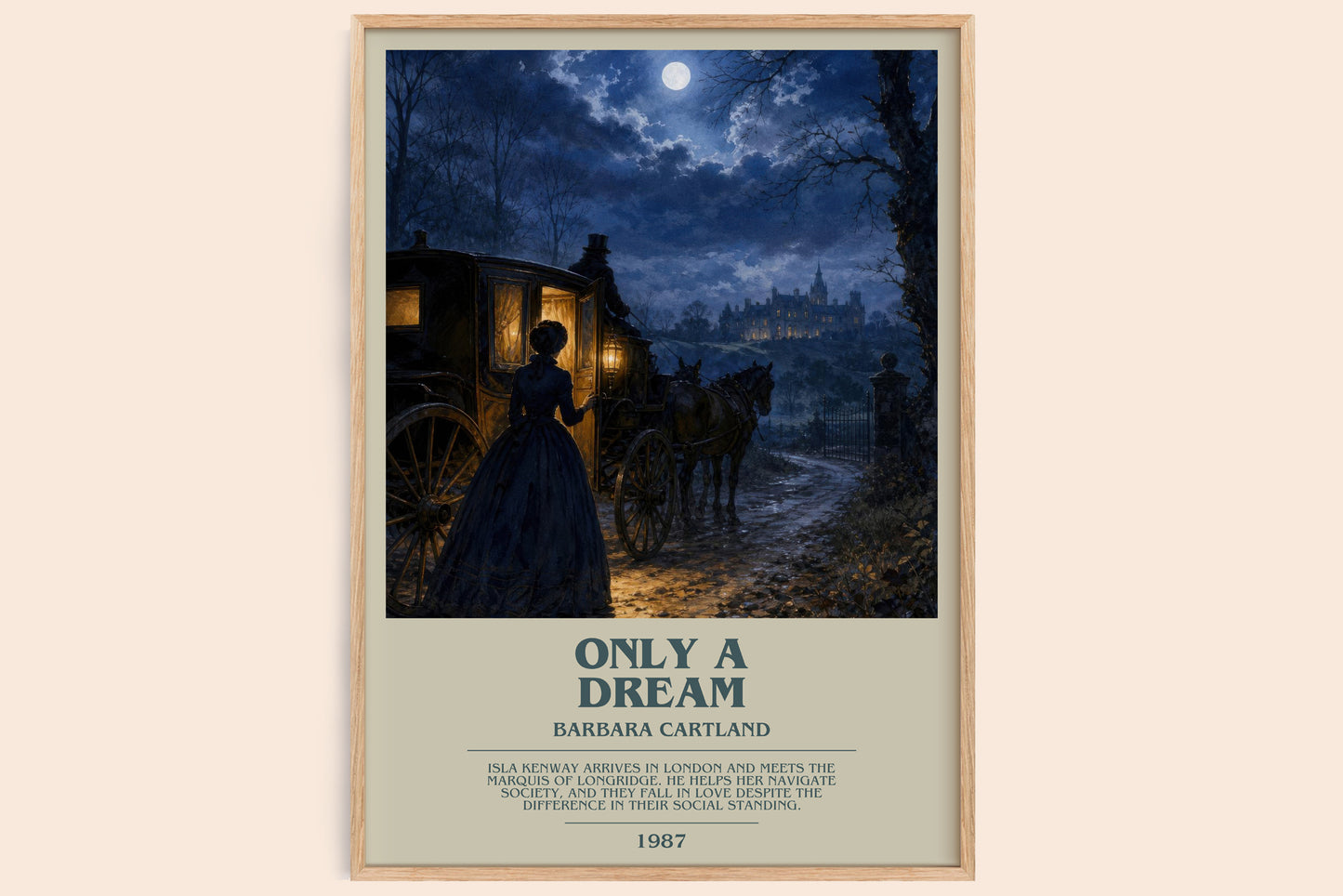 Only A Dream bookish book poster by Barbara Cartland – framed literary art print