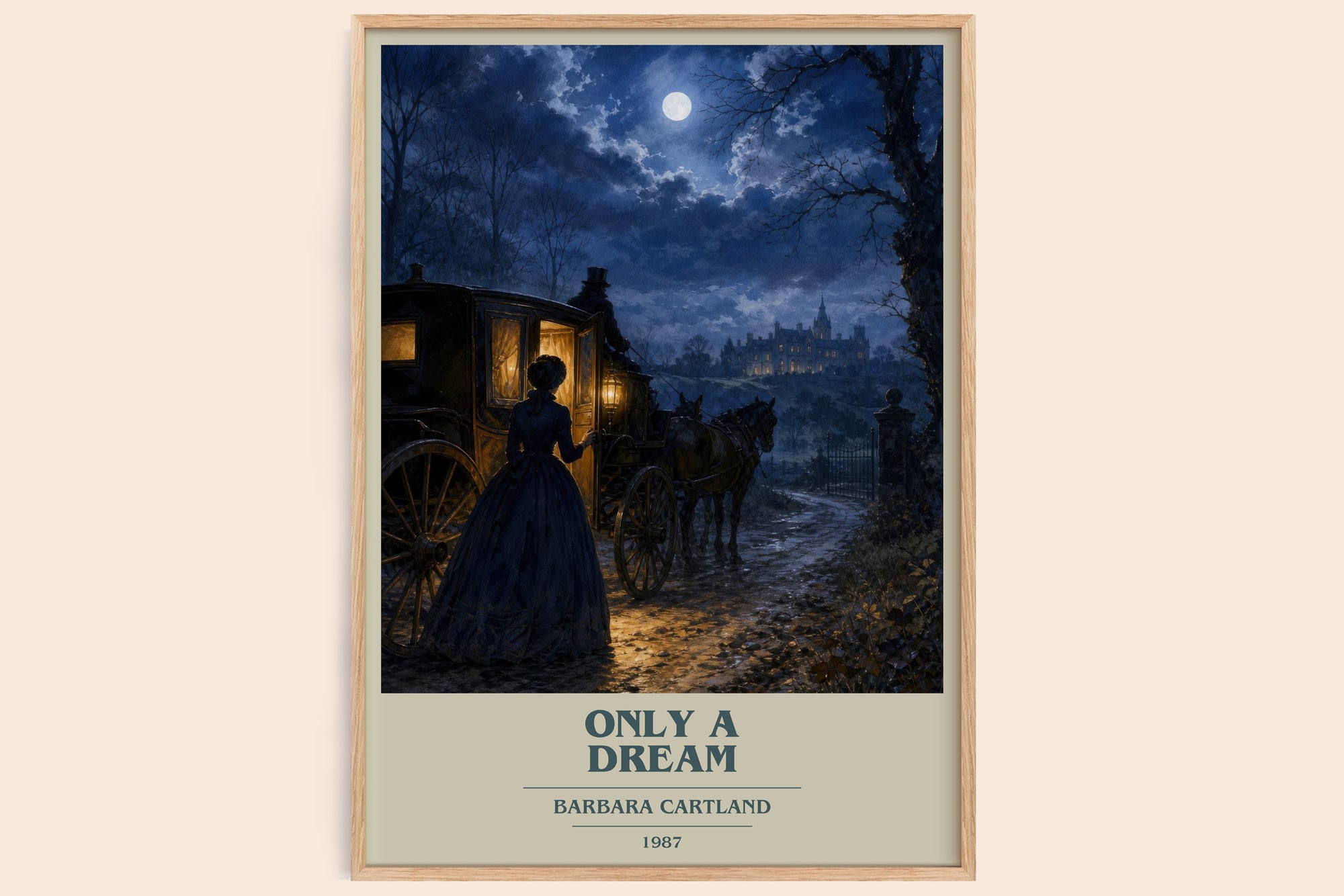 Only A Dream book cover book poster by Barbara Cartland – framed literary art print
