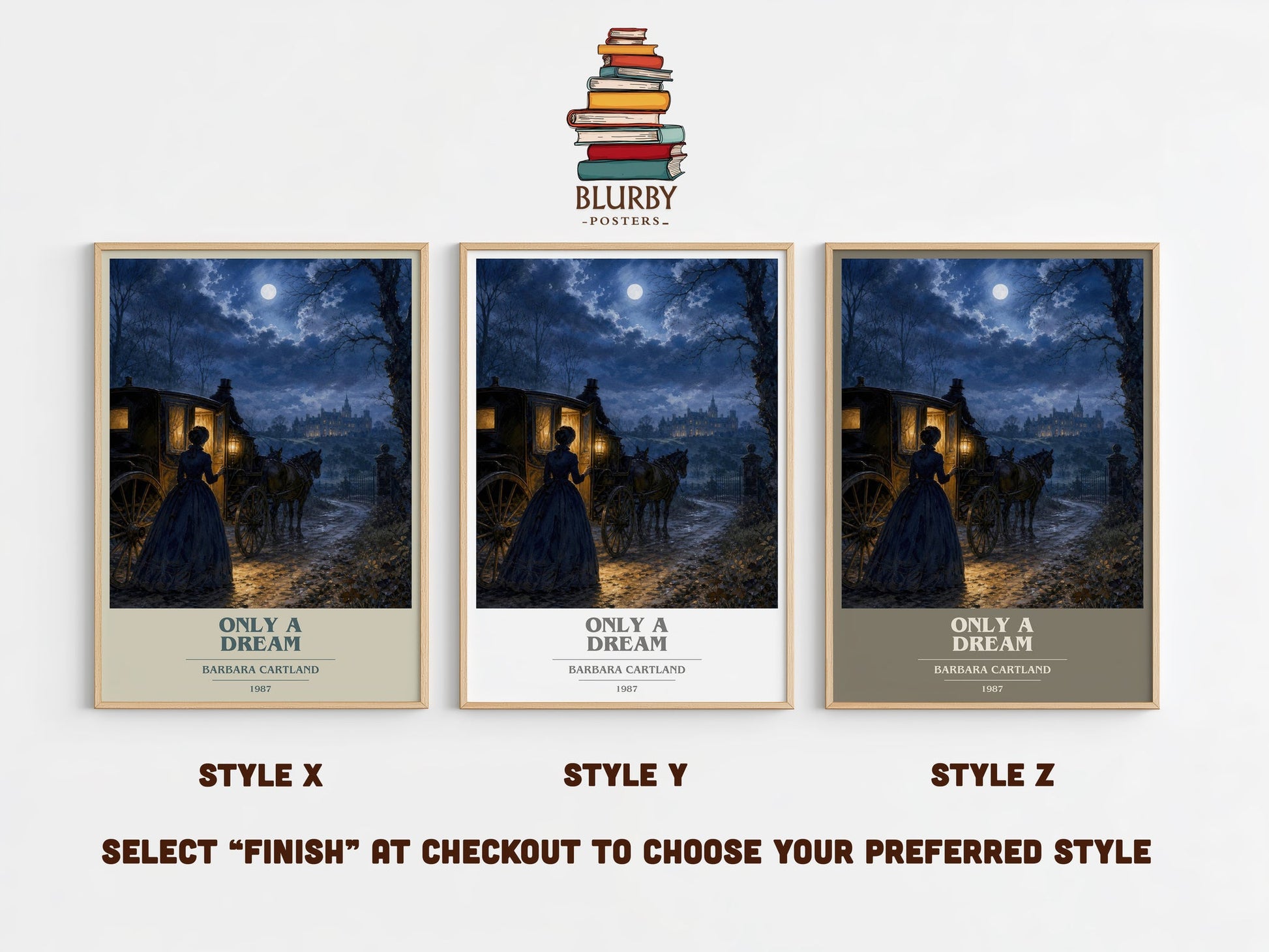 Only A Dream book cover print in frame leaning in hallway – romance wall art