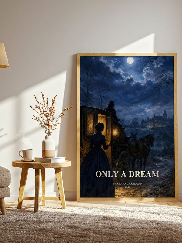 Only A Dream watercolour print in frame leaning in hallway – romance wall art